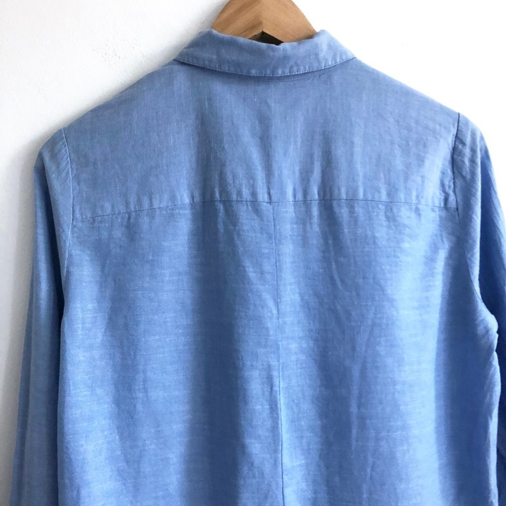 Topshop Button Front Shirt Split Back Button Sz 4 - image 8